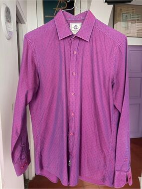 Harveys Purple Magenta Textured Dress Shirt - M